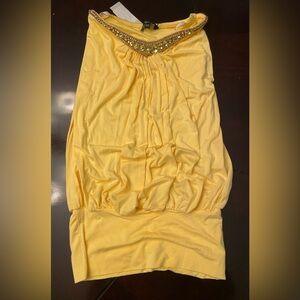 NWT Sky Strapless Yellow & Gold Blouse